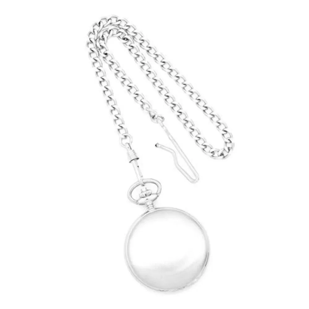 New Charles Hubert Chrome-finish White Skeleton Dial Pocket Watch
